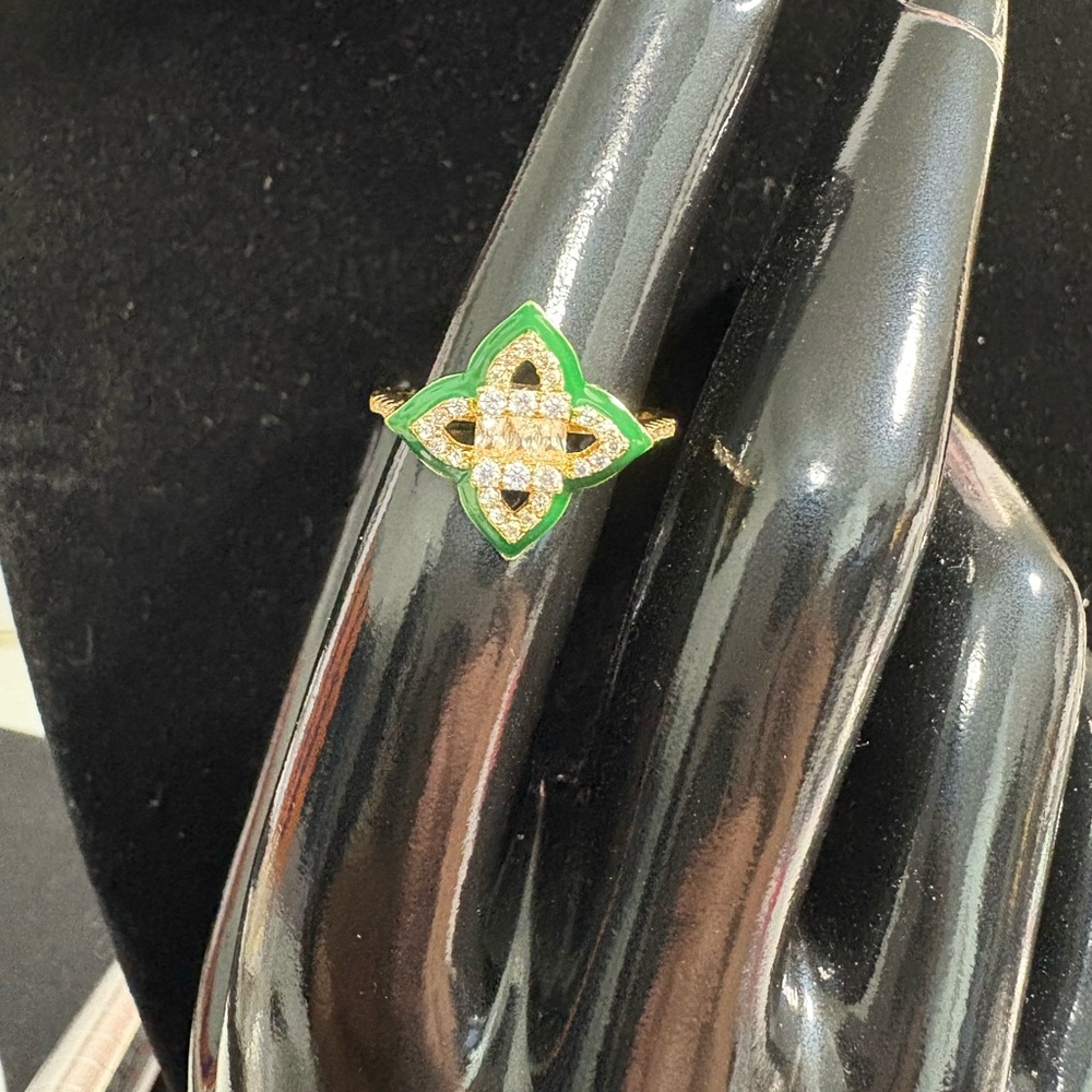 Green and Gold Floral Ring